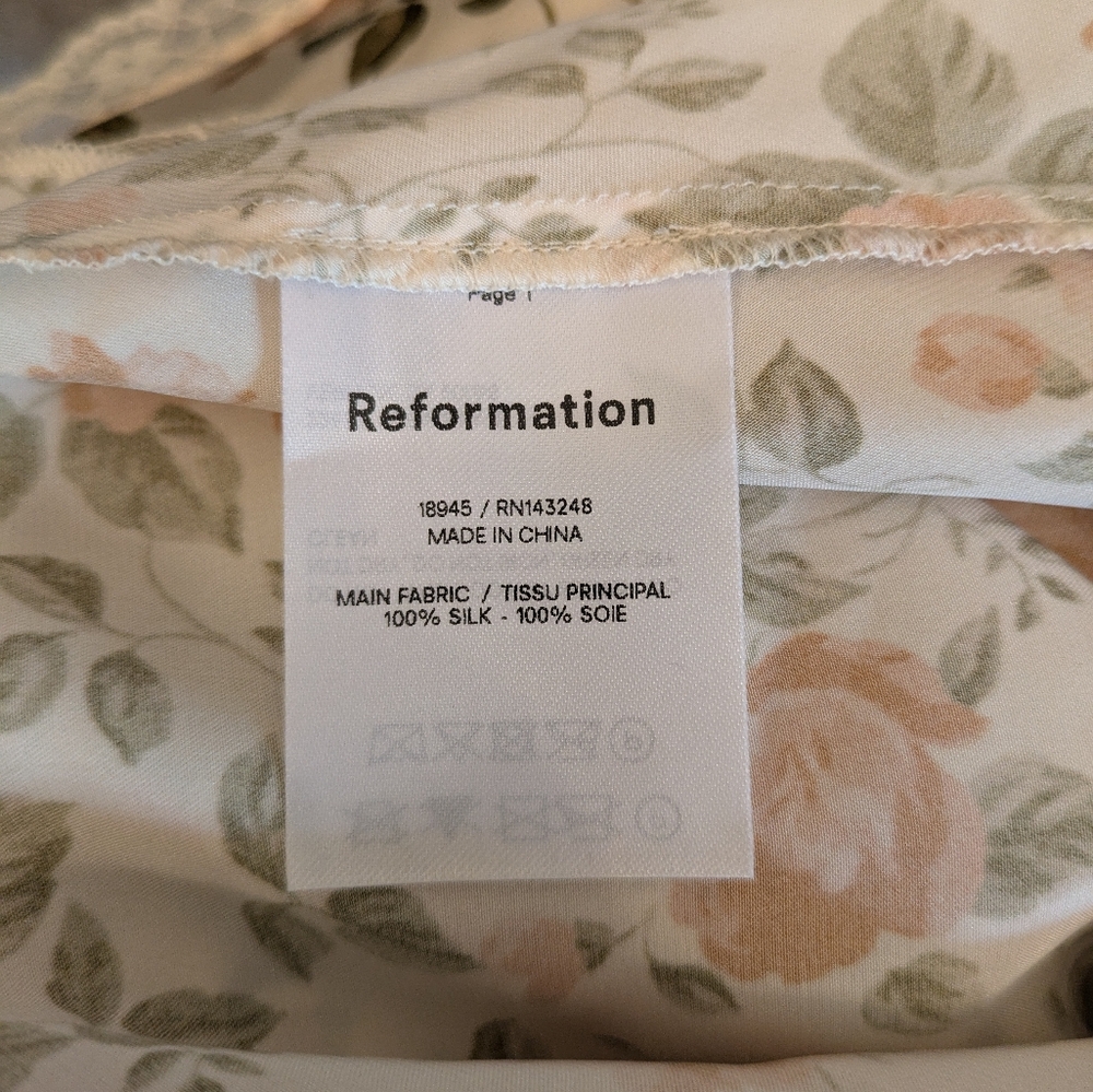 Reformation- Silk Slip Dress- Foliage Print- Size 4- NWOT - Picture 6 of 6